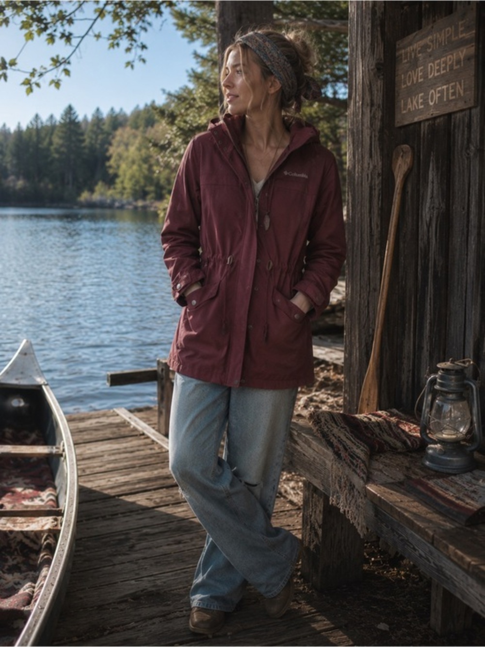 Columbia Long Softshell Jacket Burgundy Hooded XS Lightweight